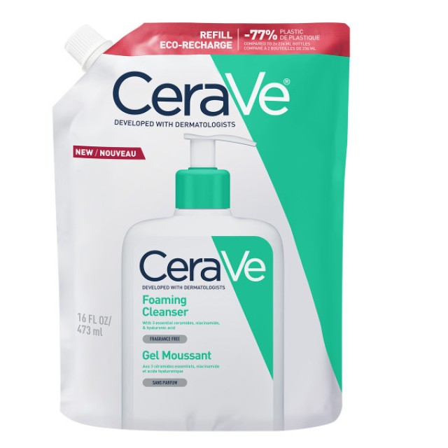 CeraVe Foaming Cleanser Refill Αφρίζον Gel Καθαρισμού για Λιπαρή Επιδερμίδα Πρόσωπο και Σώμα 473ml