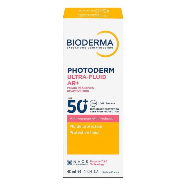 Bioderma Photoderm Ultra-Fluid AR+ Aντηλιακή Κρέμα με Δείκτη Προστασίας SPF50+ που Προστατεύει, Καταπραΰνει, Μειώνει την Ερυθρότητα & την Αίσθηση Θερμότητας 40ml
