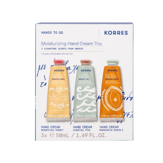 Korres Promo Pack Moisturizing Hand Cream Trio Κρέμες Χεριών Μέλι Βουνού, Μεσογειακό Σύκο και Μανταρίνι 3x50ml