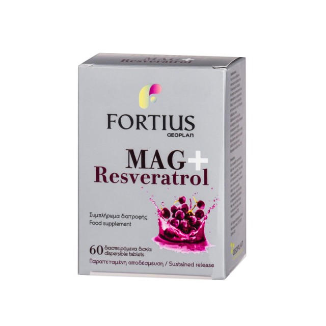 Geoplan Fortius Mag+ Resveratrol Συμπλήρωμα Διατροφής Οργανικού Μαγνησίου 60 ταμπλέτες