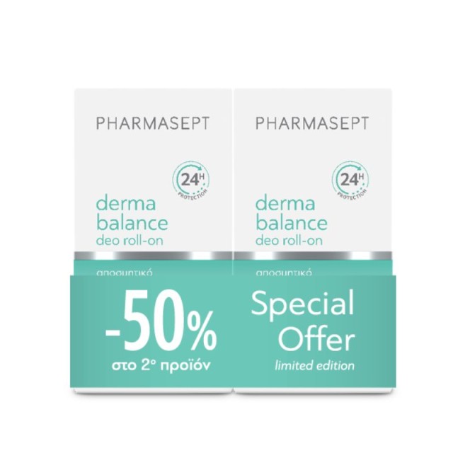 Pharmasept Derma Balance Deo Roll-On Αποσμητικό 24h σε Roll-On Χωρίς Αλουμίνιο 2x50ml