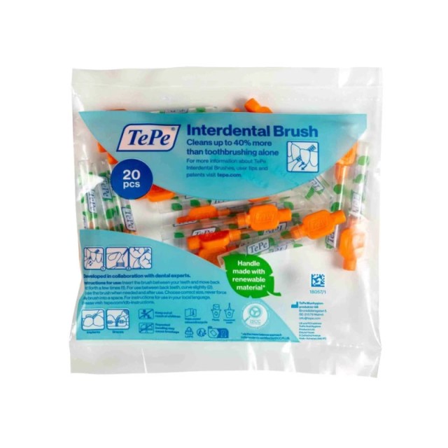 TePe Interdental Brush 0.45mm Μεσοδόντια Βουρτσάκια σε Πορτοκαλί Χρώμα , 20 τεμάχια