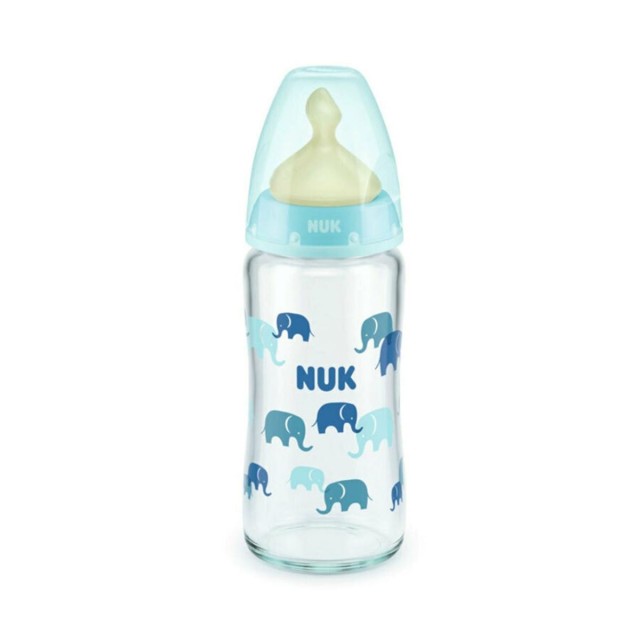 Nuk First Choice+ Μπιμπερό Γυάλινο Θηλή Latex (0-6m) με Δείκτη Ελέγχου Θερμοκρασίας 240ml (10.745.122)