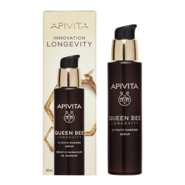 Apivita Queen Bee Longevity 12 Youth Markers Serum Αντιρυτιδικός Ορός για Δράση σε 12 Δείκτες Νεότητας 30ml