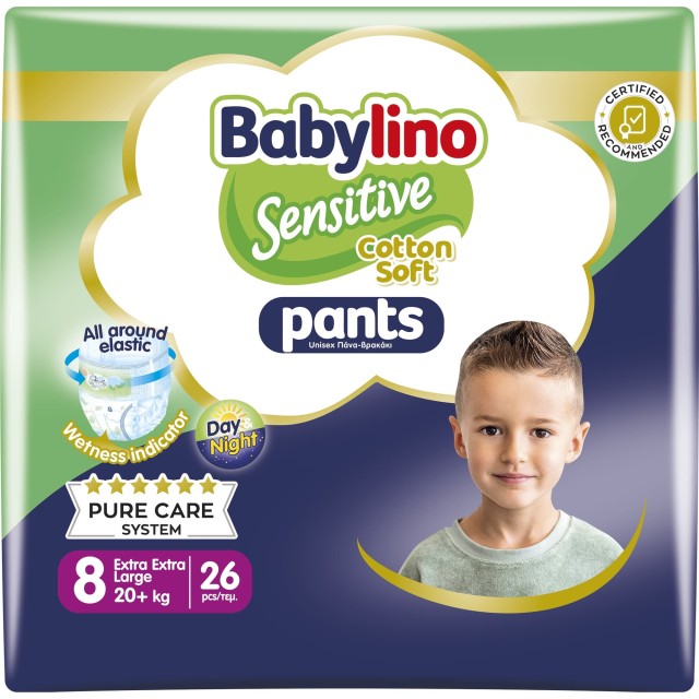 Babylino Sensitive Pants Cotton Soft Παιδικές Πάνες No8 (20+kg), 26τεμ