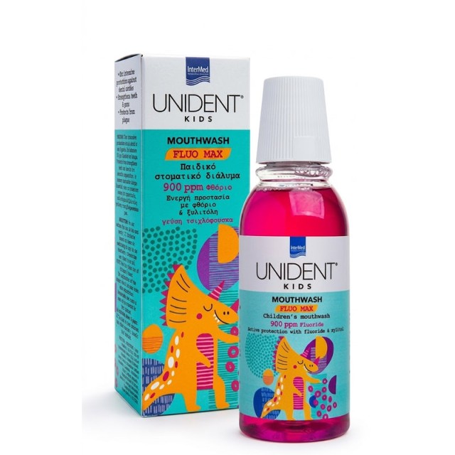 Unident Kids Mouthwash Fluo Max Παιδικό Στοματικό Διάλυμα Εντατικής Φροντίδας 250ml