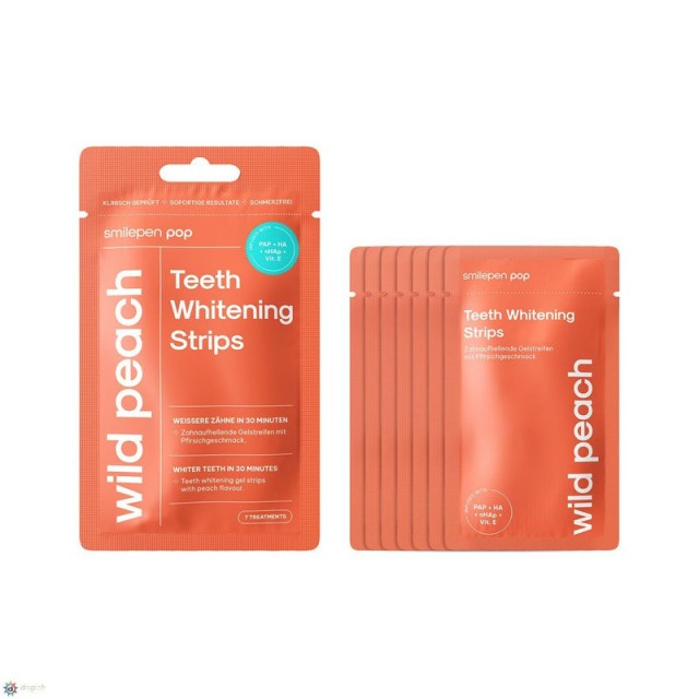 Smilepen Pop Teeth Whitening Strips Wild Peach Ταινίες Λεύκανσης Δοντιών με Γεύση Ροδάκινο 7 τεμάχια