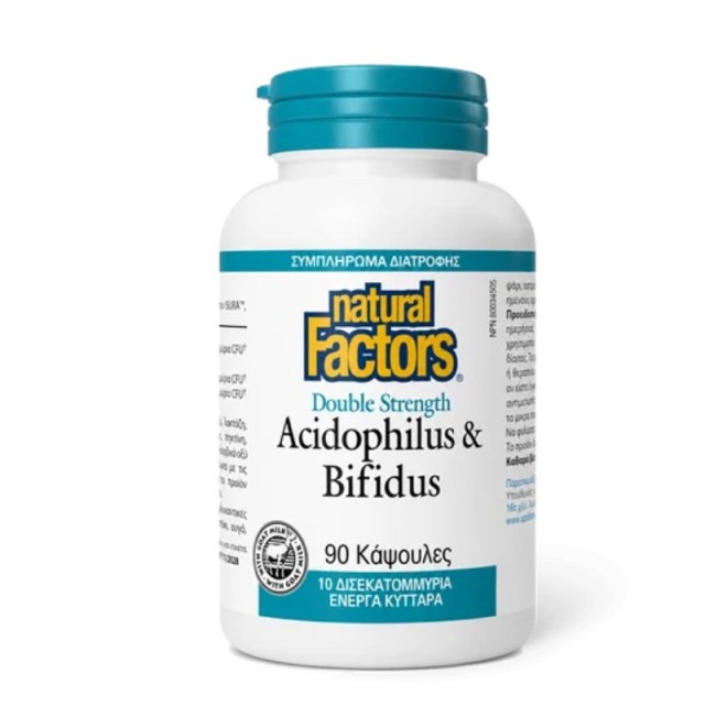 Natural Factors Acidophilus & Bifidus Double Strength 90 κάψουλες