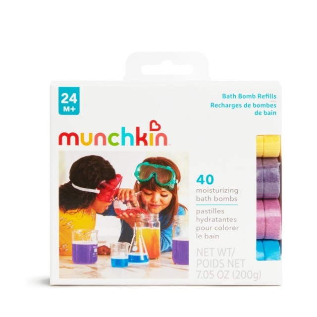 Munchkin Color Buddies Moisturising Refill Tablets, 40 Χρωματιστά Bath Bombs Μη τοξικά Ηλικίας 24+ Μηνών