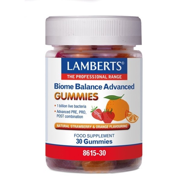 Lamberts Biome Balance Advanced Gummies με Προβιοτικά με Γεύση Πορτοκάλι και Φράουλα, 30 ζελεδάκια