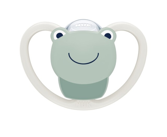 Nuk Space Πιπίλα Σιλικόνης Λευκή με Βάτραχο 0-6m , 1 τεμάχιο (10.730.331)
