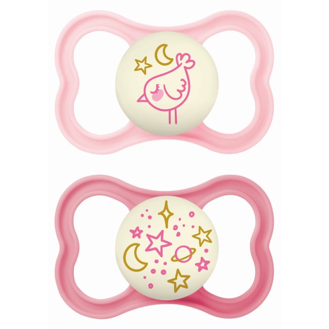 Mam Πιπίλα Σιλικόνης Supreme Night Ροζ 16+ 2τμχ (298s)