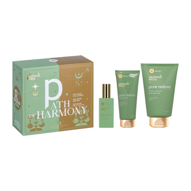 Panthenol Extra Promo Pack Path of Harmony Pure Nature 3in1 Cleanser 200ml & Pure Nature Body Milk 100ml & Eau De Toilette 50ml