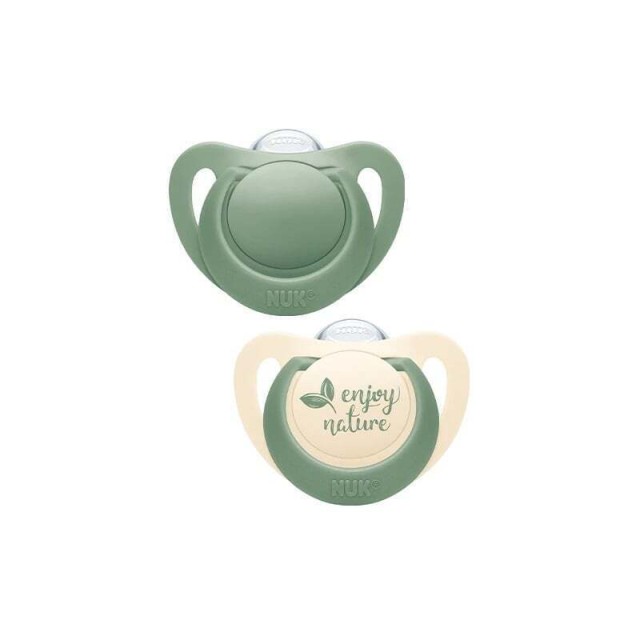 Nuk for Nature Πιπίλες Σιλικόνης για 6 -18 Μηνών Πράσινο-Μπεζ (10.736.808), 2 τμχ