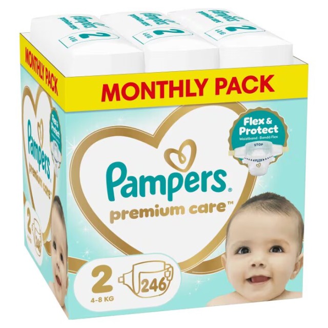 Πάνες Pampers Premium Care Monthly Pack Νο2 (4-8kg) 246τμχ
