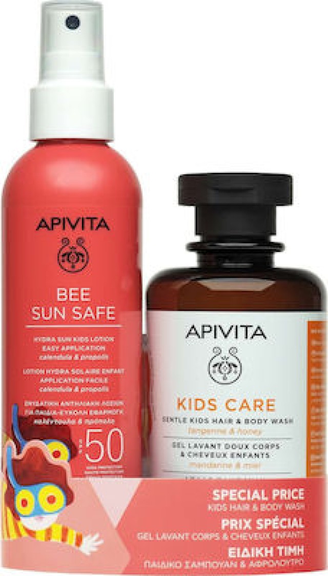 Apivita Bee Sun Safe Lotion Hydra Solaire Kids SPF50, 200ml & Apivita Kids Care Hair & Body Wash 250ml SPF50 450ml