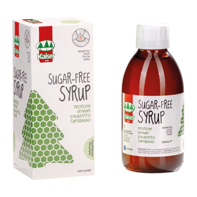 Kaiser Sugar Free Cough Syrup Relief Αρωματικό Σιρόπι για τον Λαιμό Χωρίς Ζάχαρη 200ml