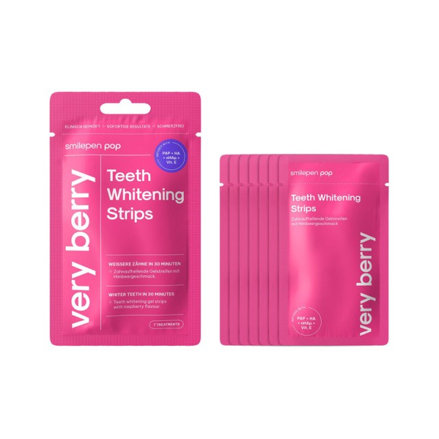 Smilepen Pop Teeth Whitening Strips Very Berry Ταινίες Λεύκανσης Δοντιών με Γεύση Μούρο 7 τεμάχια