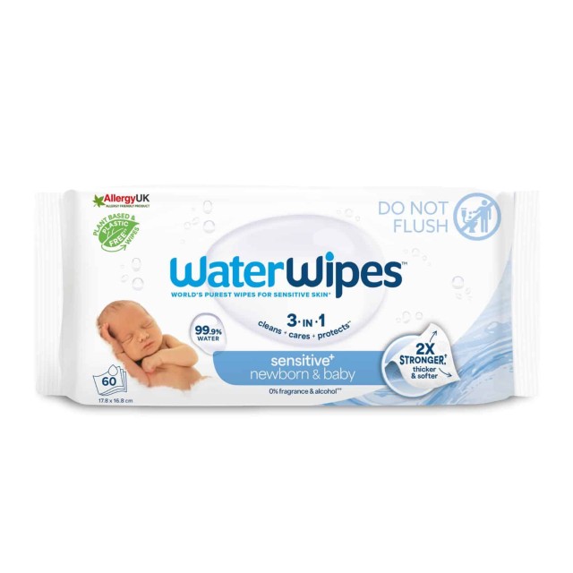 WaterWipes Άοσμα Μωρομάντηλα με 99.9% Νερό για Ηλικίες 0+ 60 Μαντηλάκια