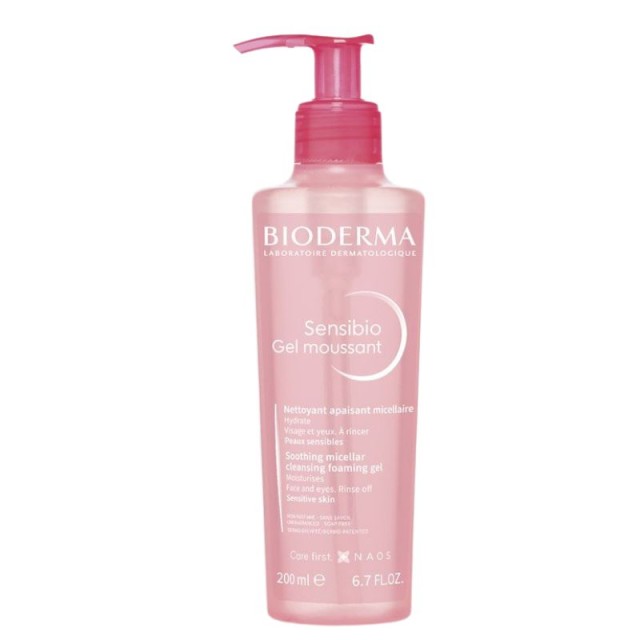Bioderma Sensibio Gel Moussant Καθαριστικό Τζελ Προσώπου + Ματιών 200ml