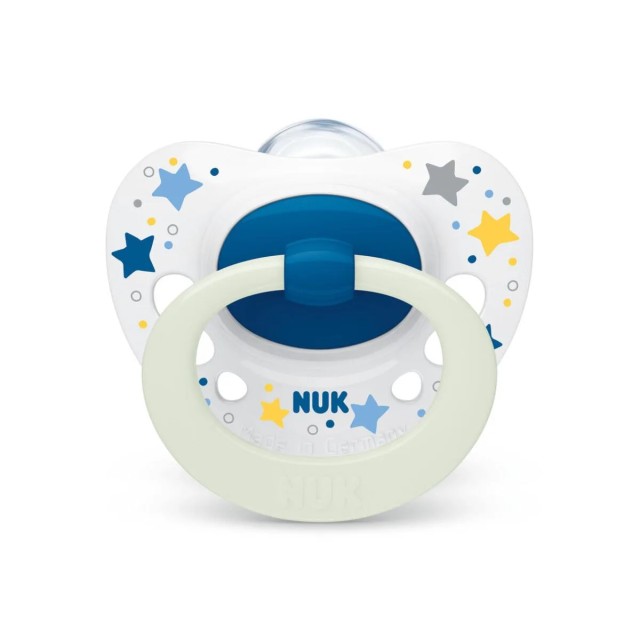 Nuk Signature Night Πιπίλα Σιλικόνης Άσπρη με Αστέρια 0-6m, 1  τεμάχιο (10.730.653)