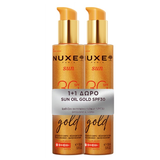 Nuxe Promo Pack Sun Oil Gold SPF30 Ιριδίζον Αντηλιακό Λάδι για Πρόσωπο και Σώμα 2X150ml