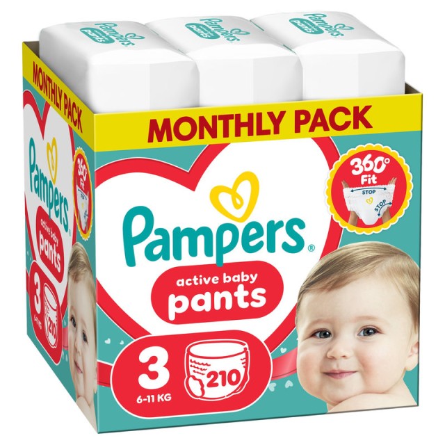 Pampers Pants Πάνα-Βρακάκι Μέγεθος 3 (6kg-11kg) 210 Πάνες
