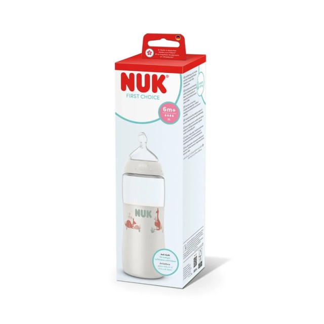 Nuk First Choice Μπιμπερό Πλαστικό Θηλή Σιλικόνης (XL) με Δείκτη Ελέγχου Θερμοκρασίας 6m+ Καγκουρό 360ml
