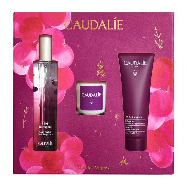 Caudalie Xmas Pack The des Vignes Fresh Fragrance 50ml & Shower Gel 50ml & Body Lotion 50ml & Scented Candle 35g