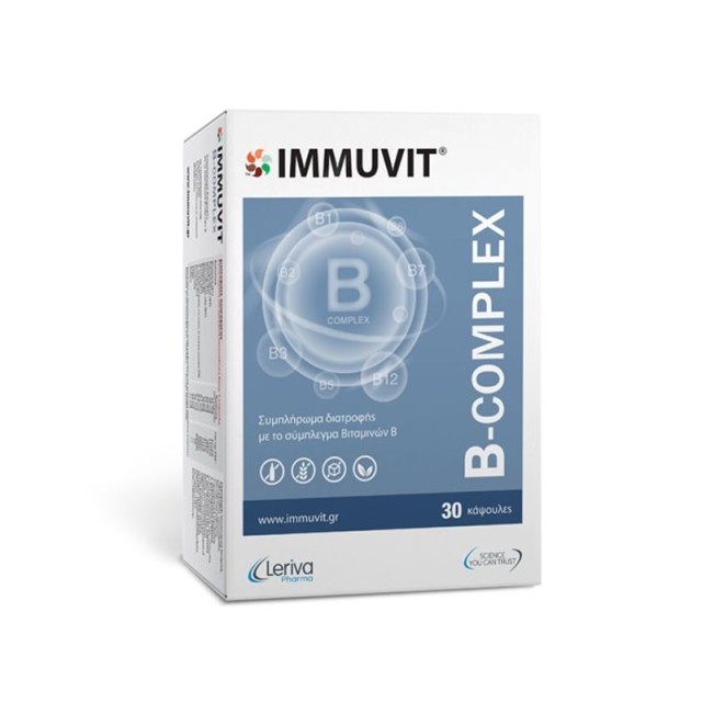 Leriva Pharma Immuvit B-Complex Σύμπλεγμα Βιταμινών B για την Ενίσχυση του Νευρικού Συστήματος 30caps