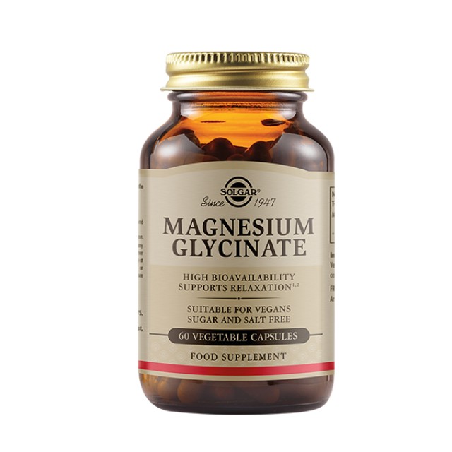 Solgar Magnesium Glycinate Συμπλήρωμα Διατροφής με Μαγνήσιο Γλυκινικό 60 φυτοκάψουλες