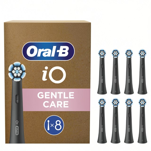 Oral-B iO Series Gentle Care Black Aνταλλακτικές Στρογγυλές Κεφαλές για Ηλεκτρικές Οδοντόβουρτσες Oral-B iO 8τεμ.