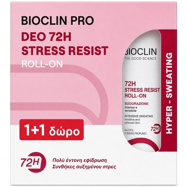 Bioclin Pro Promo Stress Resist 72 h Αποσμητικό Roll-On για την Υπερβολική Εφίδρωση και την Υπεριδρωσία 2x50ml