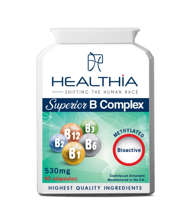 Healthia Superior B Complex 530mg Συμπλήρωμα Διατροφής με Σύμπλεγμα Βιταμινών Β 60 κάψουλες