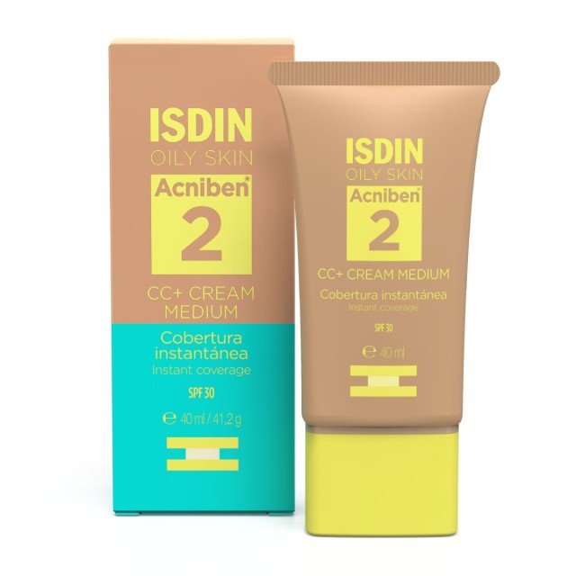 ISDIN Acniben CC+ Cream SPF30 Medium Ενυδατική Κρέμα Προσώπου με Χρώμα  για Λιπαρό και Ακνεϊκό Δέρμα σε Medium Απόχρωση 40ml