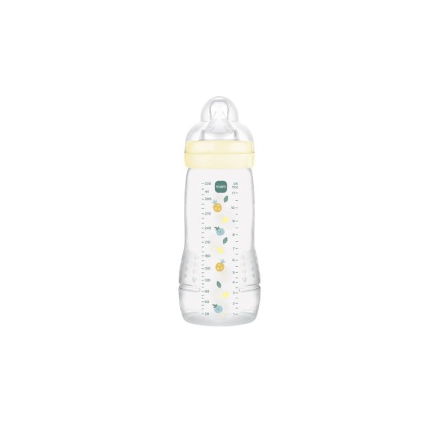 Mam Baby Bottle Πλαστικό Μπιμπερό, Θηλή Σιλικόνης Γκρι 4m+ μεγάλη ροή 330ml (361)