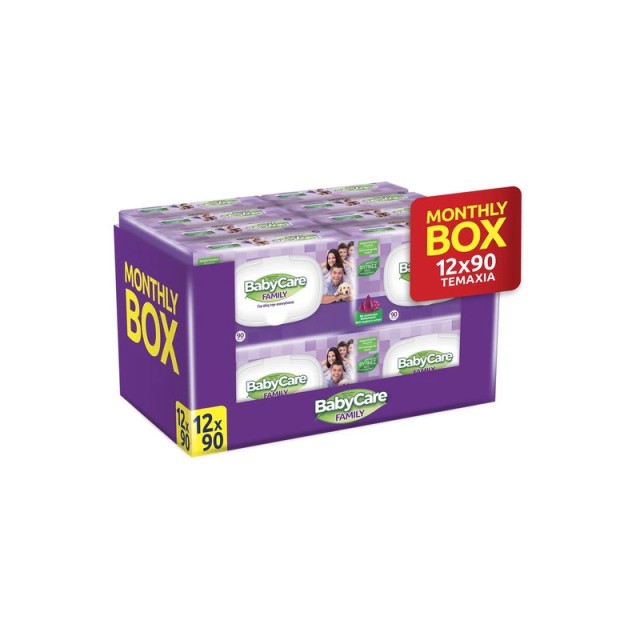 BabyCare Μωρομάντηλα Rassberry For All Family Super Value Box 1080τεμ (12χ90τμχ)