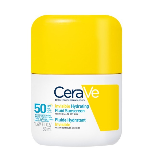 CeraVe Invisible Hydrating Fluid Sunscreen Αντηλιακό Προσώπου για Κανονική έως Ξηρή Επιδερμίδα SPF50, 50ml