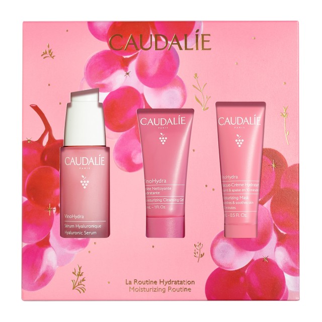 Caudalie Xmas Pack Vinohydra Serum Moisturising  Serum 30ml + Hydra Gel Cleanser 30ml + VinoHydra Moisturising Mask 15ml