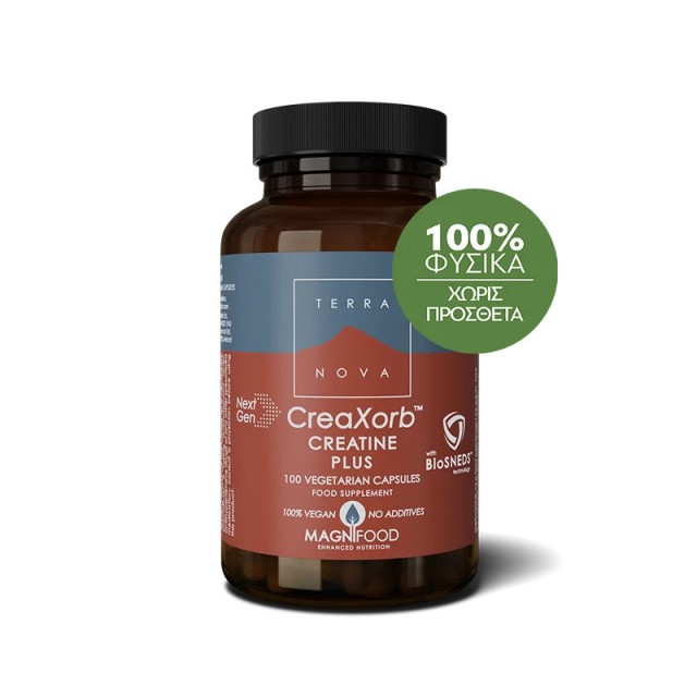 Terranova CreaXorb Creatine Plus για Αυξημένη Μυϊκή Δύναμη και  Σωματική Απόδοση 100 κάψουλες