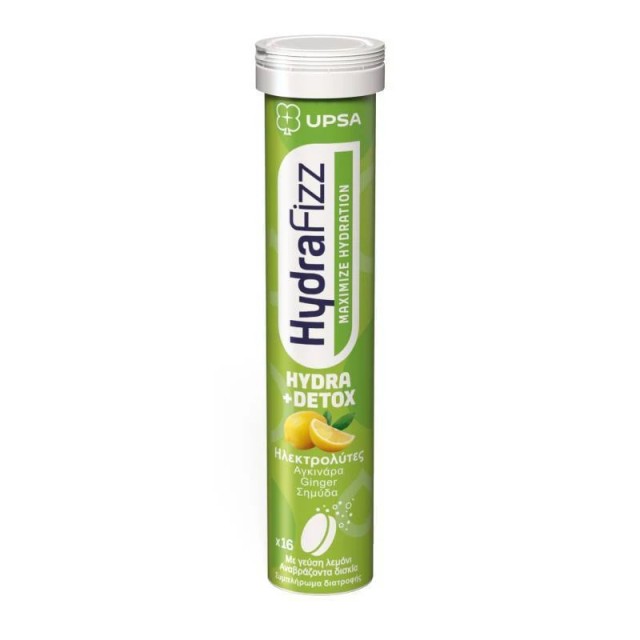 Upsa HydraFizz Hydra+Detox Ηλεκτρολύτες 16 Αναβράζοντα Δισκία με Γεύση Λεμόνι