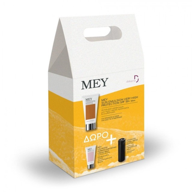 Mey Promo Pack με Αντηλιακό Γαλάκτωμα Πολύ Υψηλής Προστασίας για Πρόσωπο & Σώμα SPF50+ 100ml & Δώρο Calmosin Dermo Καταπραϋντική Κρέμα 50ml & Μπουκάλι Θερμός Μαύρο