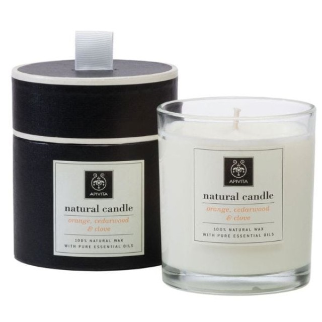 APIVITA Natural Candle με κέδρο πορτοκάλι & γαρύφαλλο 235g