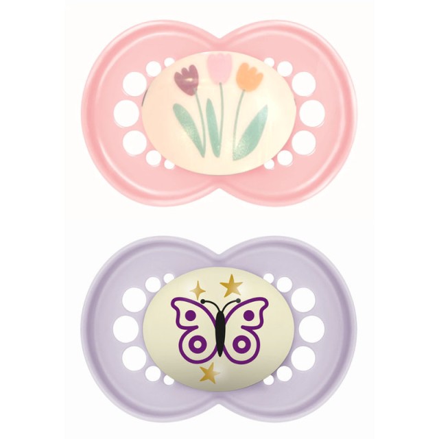 MAM Πιπίλα Σιλικόνης Flow Day & Night 6-16m Ροζ 174S