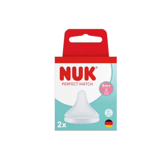 Nuk Perfect Match Flow Control Μαλακή Θηλή Σιλικόνης 6m+ 2τμχ