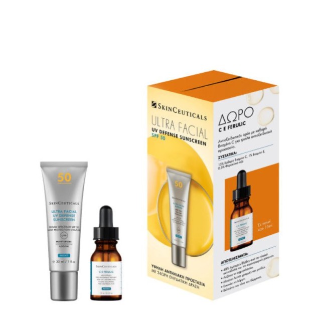 SkinCeuticals Promo Pack Ultra Facial UV Defence Sunscreen SPF50 30ml & ΔΩΡΟ τον Aντιοξειδωτικό Ορό C E Ferulic σε Πολυτελή Συσκευασία Travel Size 15ml