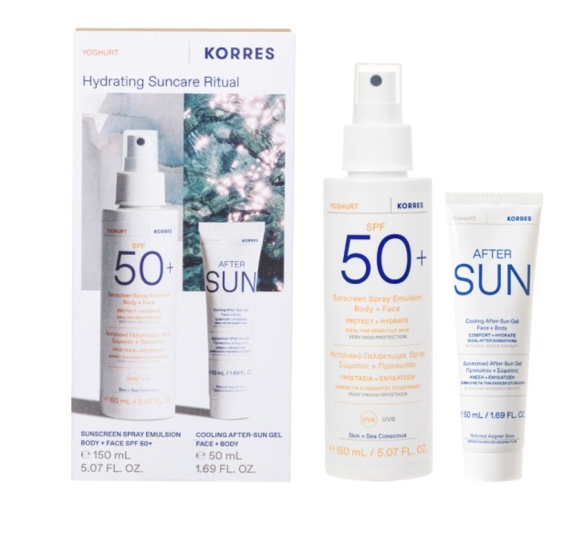 Korres Promo Face & Body Yoghurt Emulsion Protect & Hydrate Sunscreen Spray Spf50+ Αντηλιακό Γαλάκτωμα 150ml + Cooling After Sun Gel With Real Edible Yoghurt 50ml