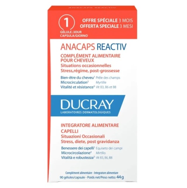 Ducray Promo Anacaps Reactiv Αντιδραστική Τριχόπτωση, (Δώρο 1 Μήνας) 90 caps