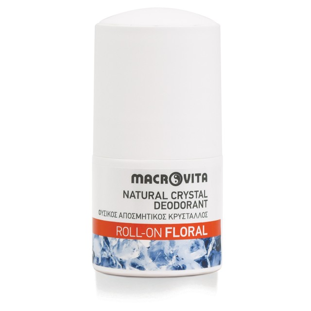 Macrovita Natural Crystal Deodorant Φυσικός Αποσμητικός Κρύσταλλος Roll-On Άρωμα Floral 50ml