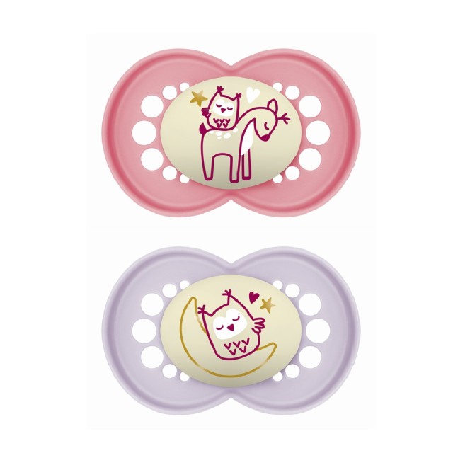 Mam Original Night Πιπίλα με Θηλή Σιλικόνης 6-16m Κουκουβάγια 2τμχ (160S)